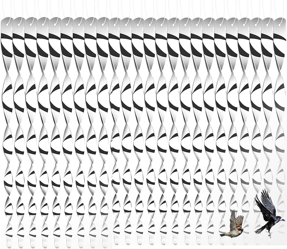 Set van 24 Reflecterende Vogelverschikkers, Afwering voor Vogels, Reflecterende Windspiralen voor Fruitbomen en Bloemen