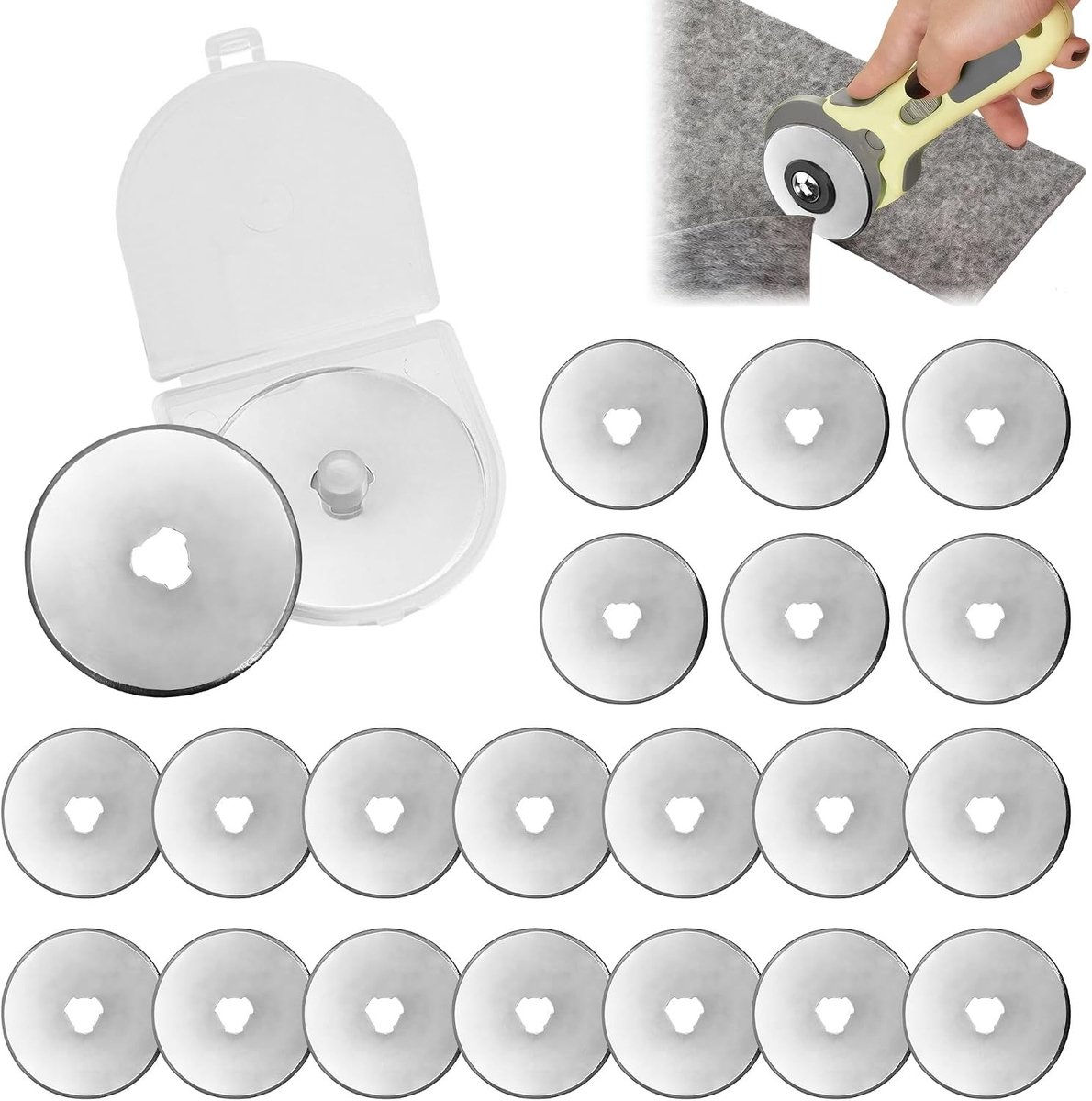 Vervangende Snijbladen voor Rollcutter - 25 Stuks 45 mm - RVS Snijbladen voor Papier, Stof en Quilten met Opbergdoos