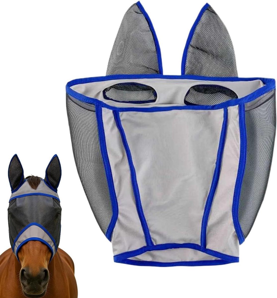Paarden Vliegenmasker - Paardenmasker Vliegen - Paarden Beschermen - Fijnmazige Bedekking - One Size - Zwart
