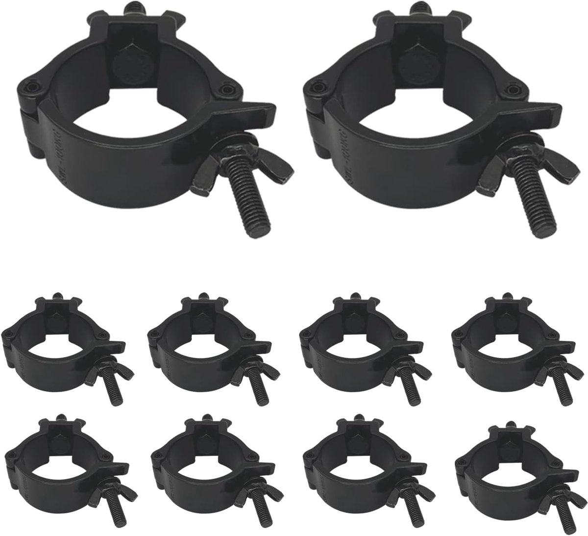 Set van 10 metalen klemmen voor truss - Aluminium montagetoebehoren, zwart, monoblock, geschikt voor buizen van 48-52 mm - Professionele bevestiging voor verlichting, podiumaccessoires en evenementenverlichting