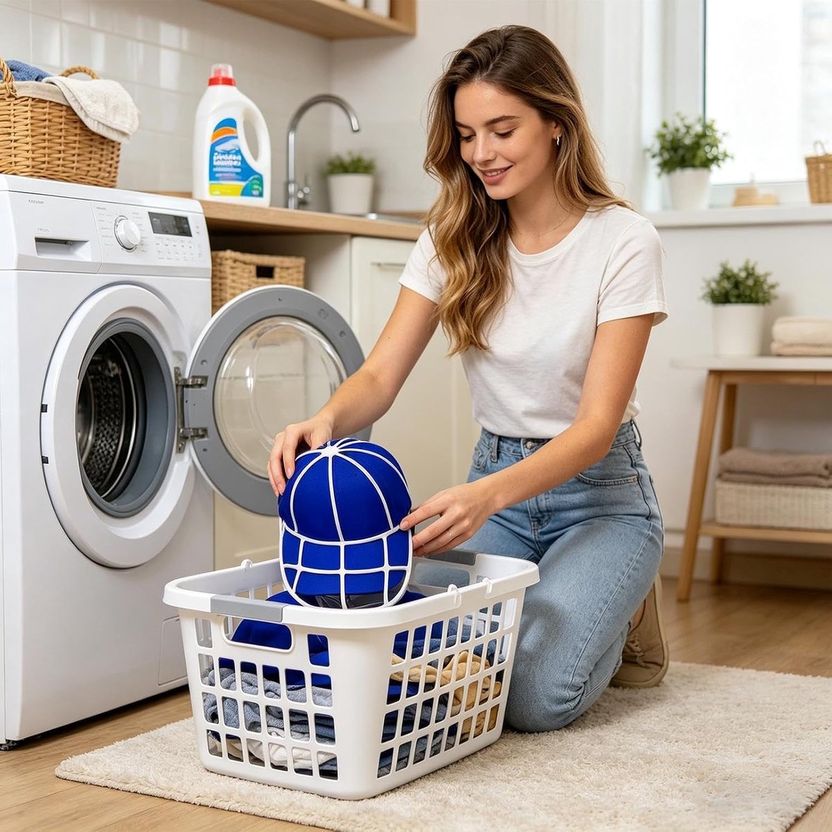 Hoedenbeschermer Wasmachine - Pettenrek Hoedenhouder - Hoeden Wassen - Vormbehoud Rand - 32B cm - Wit