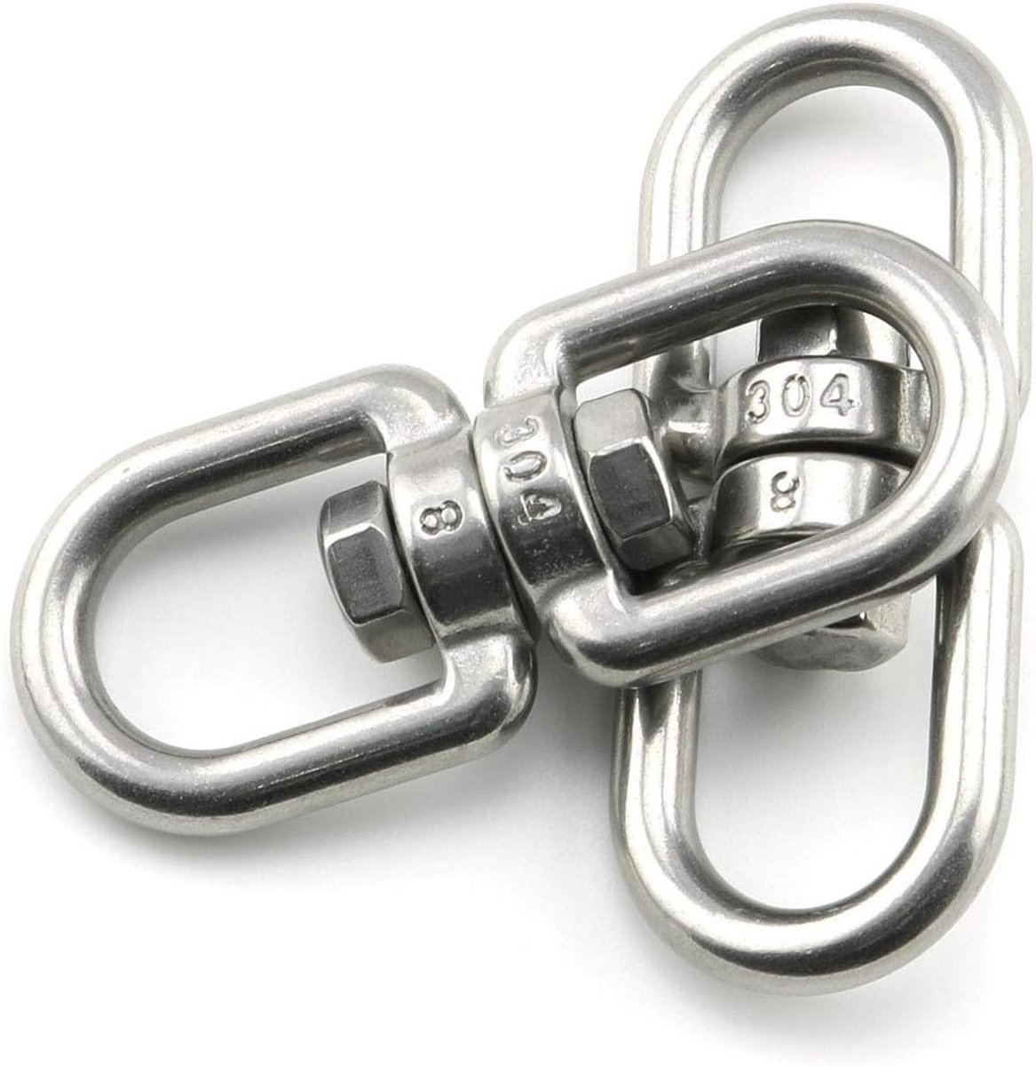 2PC M8 Double Sided Rotatable Eye Hook 304 Stainless Steel Eye to Eye Swivel Hinge Ring Connector - ShopVlot