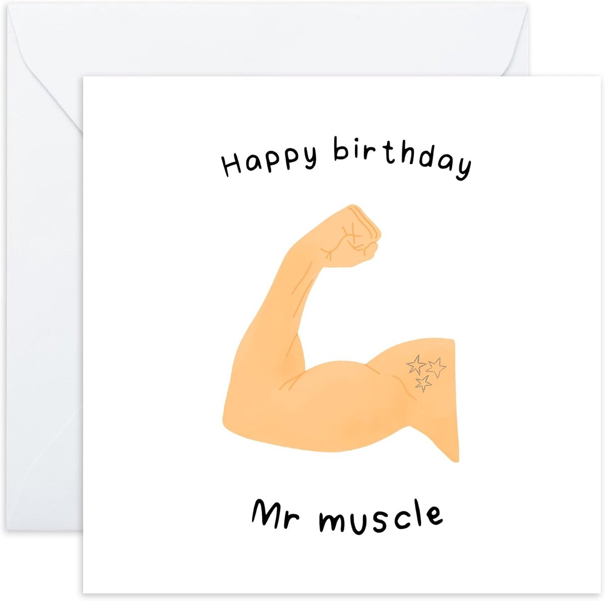 Verjaardagskaart voor hem - 'Mr. Muscle' - Cadeaus voor mannen - echtgenoot - vriend - broer - broer - sportliefhebbers - schat - jongens - jongens - grote biceps - wordt geleverd met leuke stickers