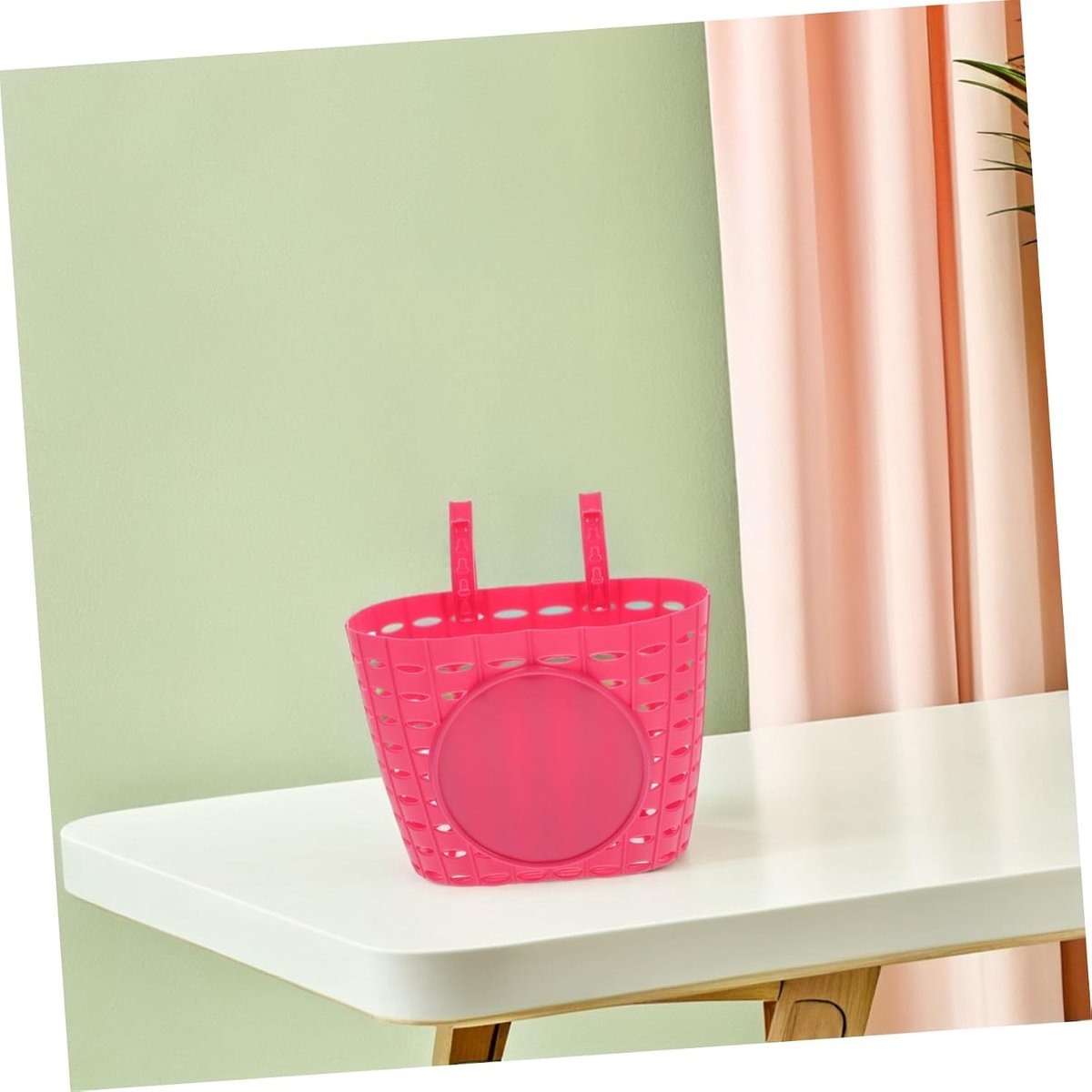 Fietsmand Plastic - Stuurmand Kinderen - Lichte Opslag - Afneembaar met Riem - 19.8x14.6x13.1CM - Roze