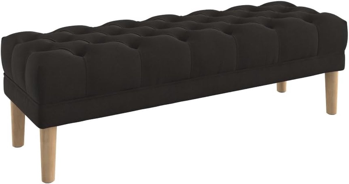 Zitbankje met tuften - Gestoffeerd voetenbankje - Comfortabel zitten - Diepe knoop diamantpatroon - 140 cm breed - Donkerbruin