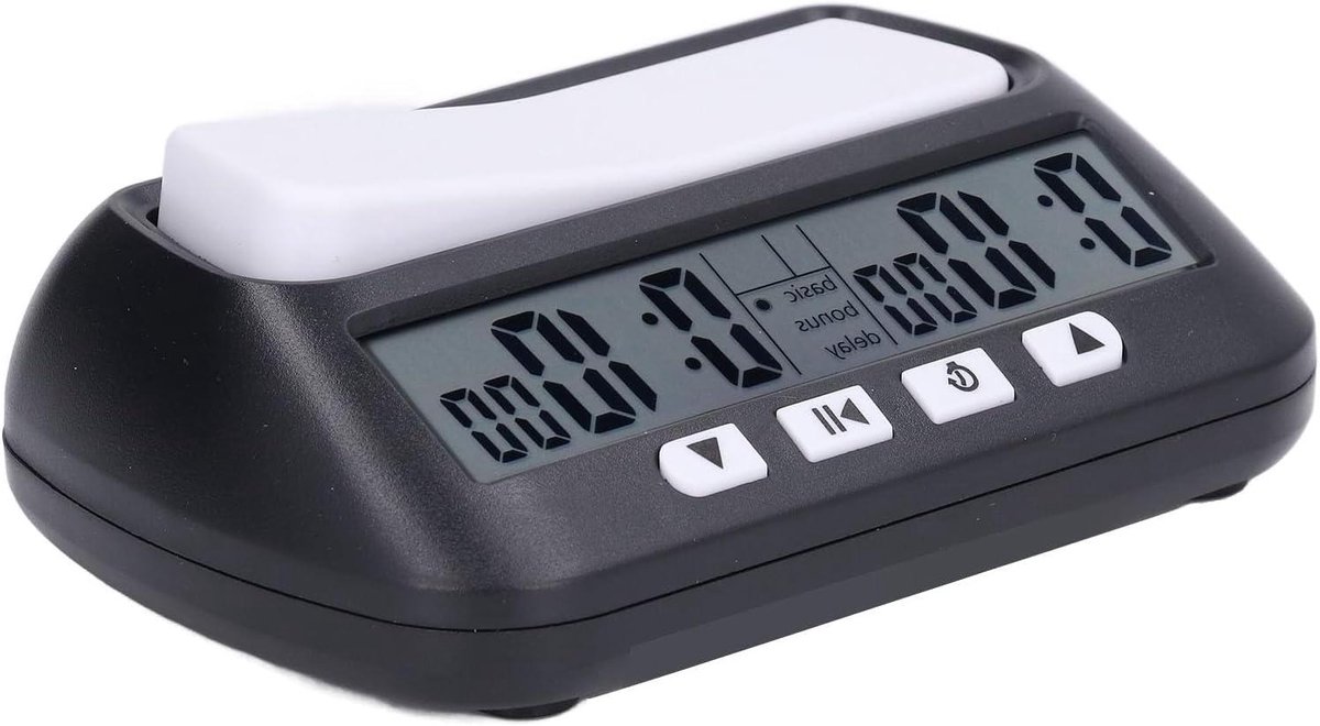 Digitale Schaaktimer - Schaakklok Professioneel - Schaakwedstrijden Spelen - Met Bonusvertraging - 15x10x5 cm - Zwart