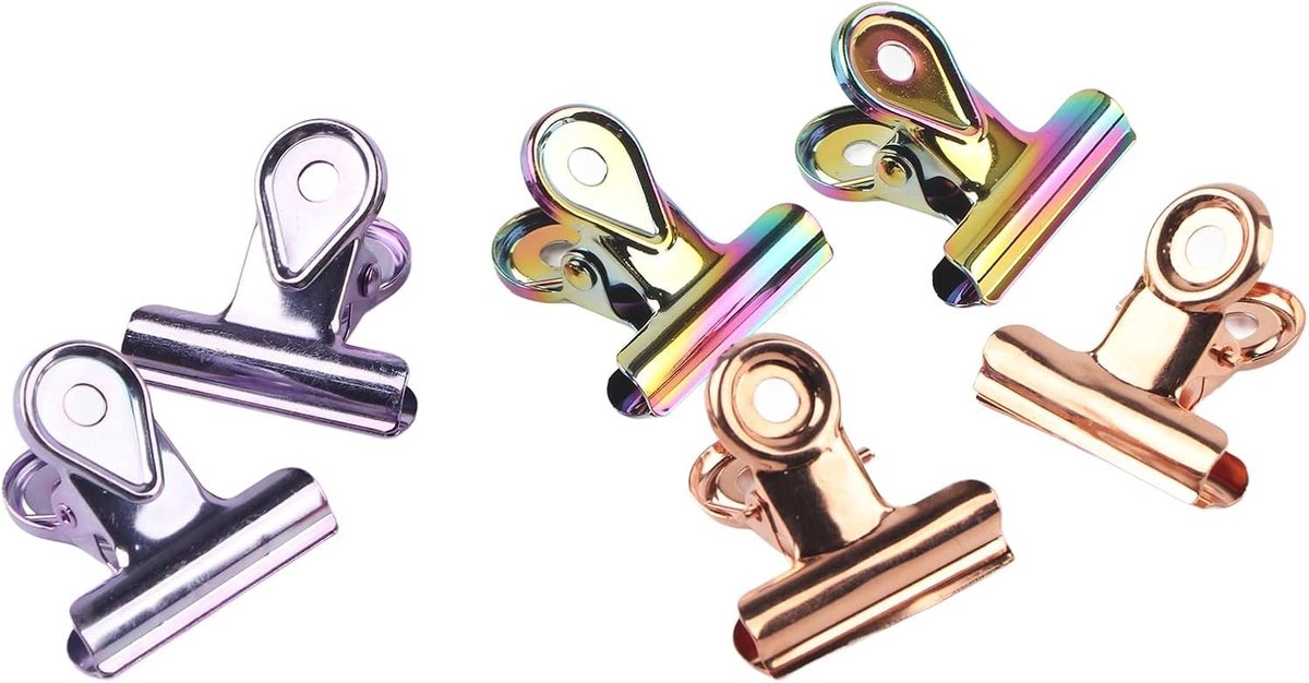 Bindclips set van 6 stuks, grote paperclips 30 mm, sterke veer, stabiele en duurzame kantoorbenodigdheden voor thuis en school