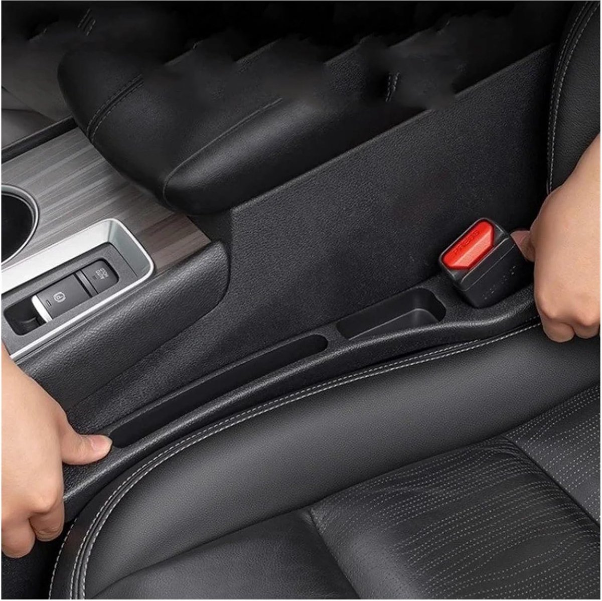 Opbergbak Autostoel - Stoelrandbeschermer - Auto Interieur Organiseren - Houdt Spullen Stabiel - Universele Maat - Zwart
