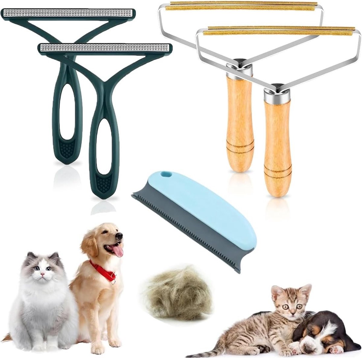 Handmatig Pluisscheerapparaat - Multicolor - Set van 5 Dierenhaarverwijderaars - Voor Honden en Katten