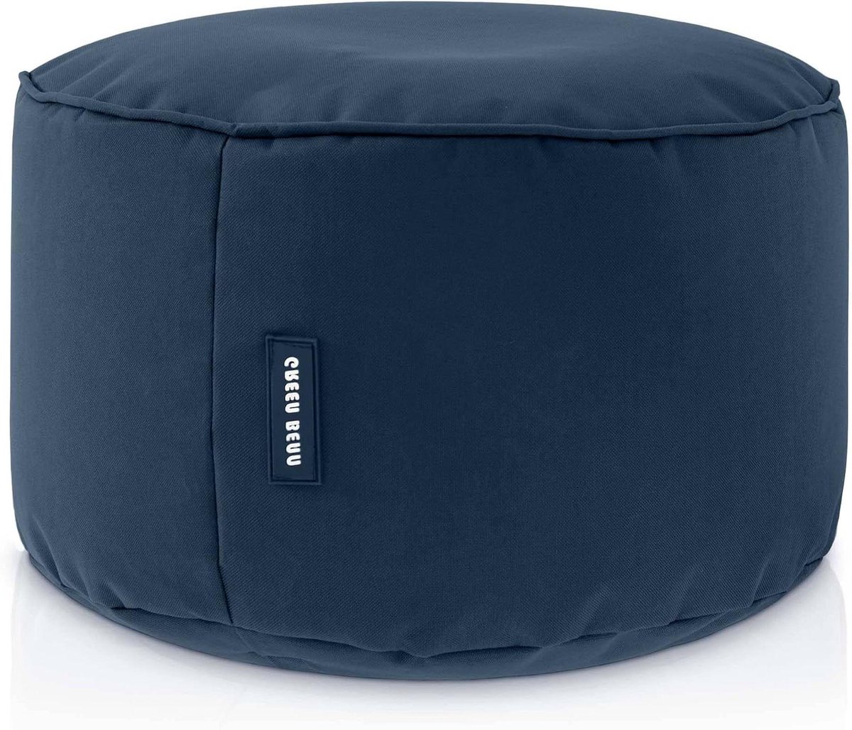 Poef Krukje - Zitkussen Voetenbank - Ontspannen Zitten - Waterafstotende Cover - 45x25 cm - Donkerblauw