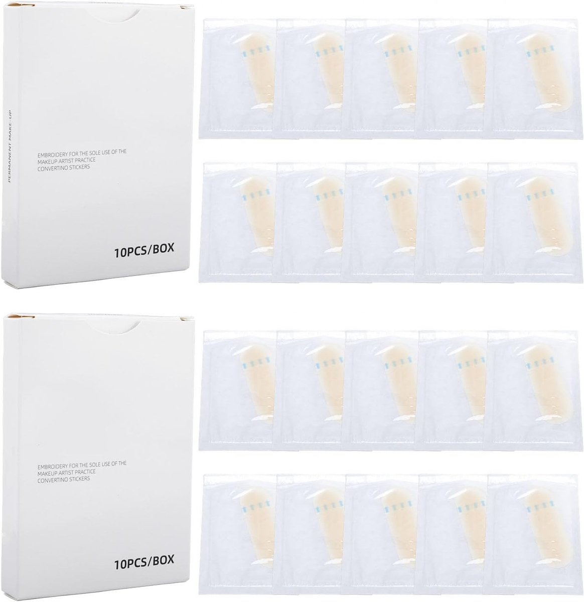 Lichte Huidskleur Wenkbrauwstencilstickers voor Oefenmake-up - 20 Stuks Siliconen Wenkbrauw Stickers voor Schoonheidssalons en Beginners