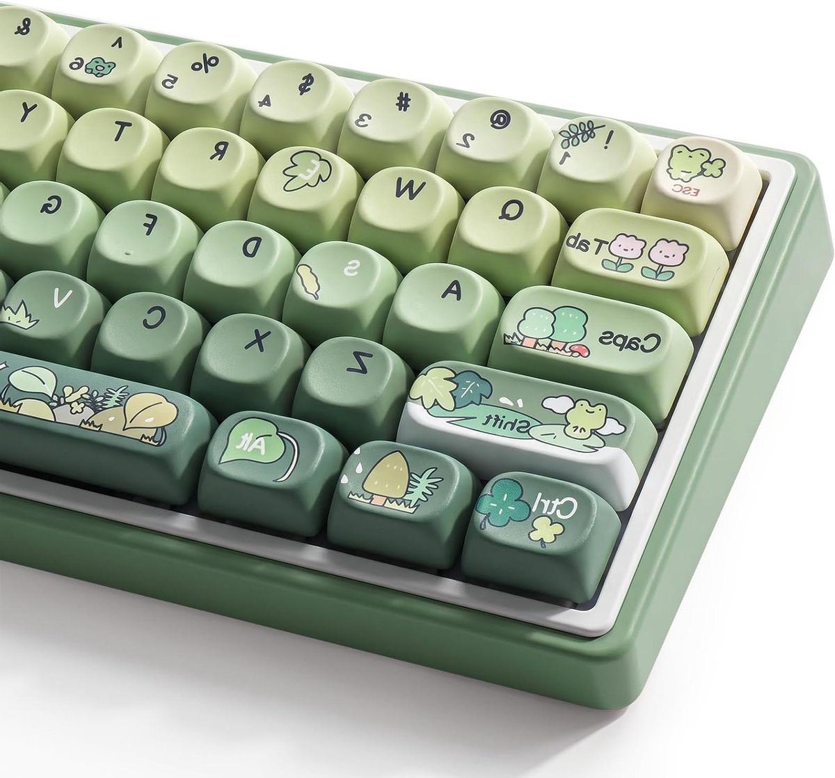 Leuke toetsdoppen - Kikker thema - Toetsenbord personaliseren - PBT materiaal - 132 toetsen - Groen