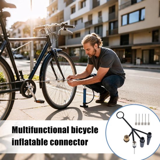 Fietspompadapter - Ventielconverter - Banden Oppompen - 4-klauwen Aansluiting - Compact Formaat - Grijs — afbeelding 3