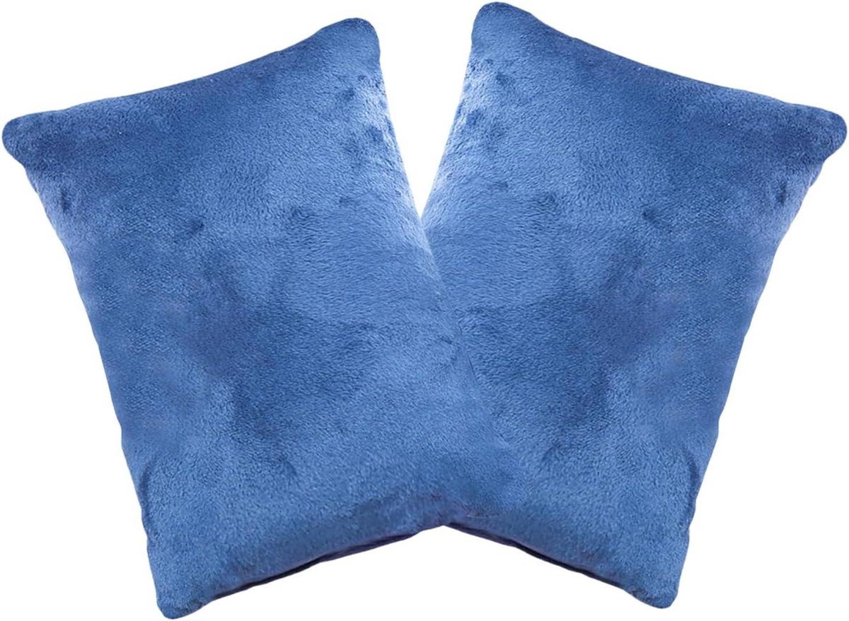 Kleine Kussens - Decoratief Kussen - Nek Ondersteuning - Wasbaar Pluche - 28 x 18 cm - Blauw