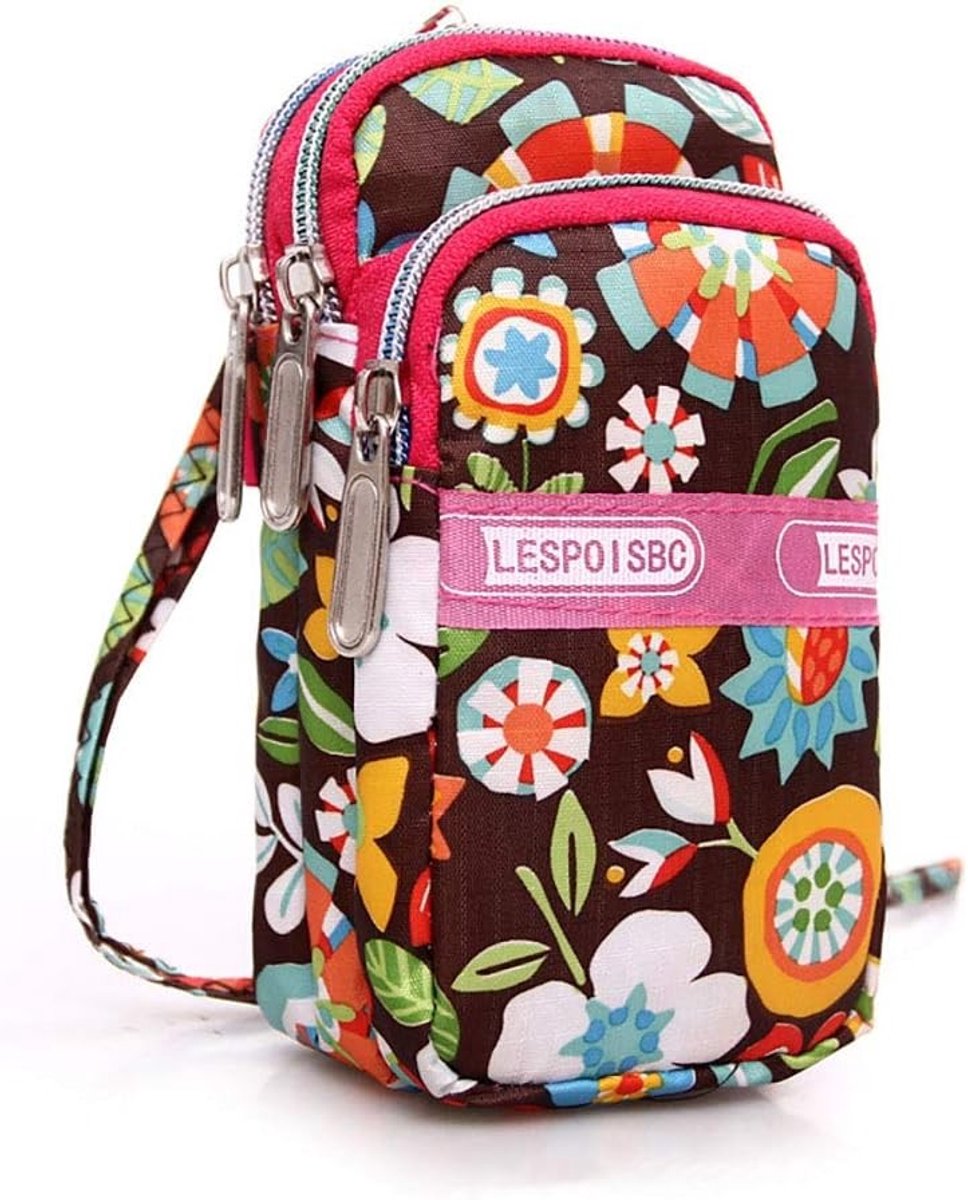 Schoudertas voor Dames, Mobiele Telefoon Schoudertas, Handtas met Portemonnee en Kaartvak, Bohemian Stijl, Multikleur, Compact en Praktisch, 15 * 7 * 5CM
