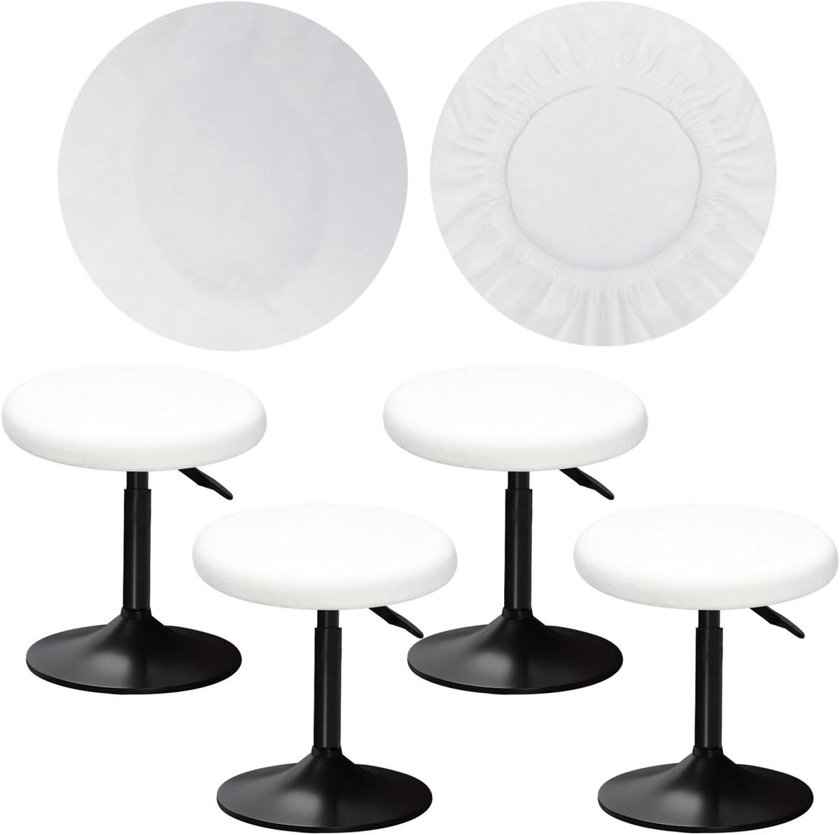 Ronde Stoelhoes - Barkruk Overtrek - Meubels Beschermen - Zacht Fluweel - 30-40 cm - Wit