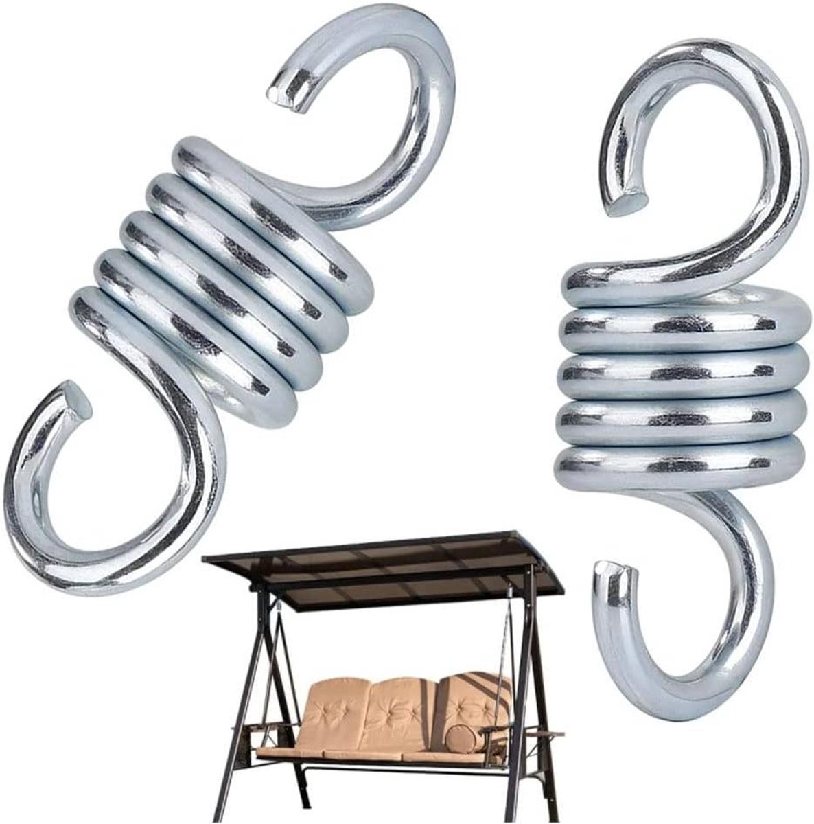 Hangmatveer Set - Veerhaak Verlenging - Comfortabel Schommelen - Schokabsorberend Ontwerp - 2 stuks - Zilver