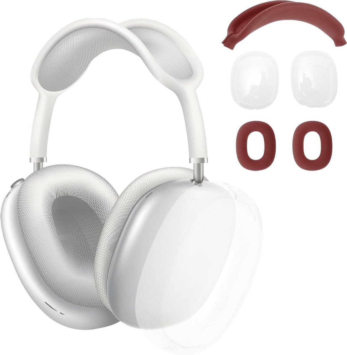 Airpod Max Beschermhoes - Hoofdtelefoon Accessoires - Hoofdtelefoon Beschermen - 3-in-1 Set - 9 x 108 cm - Wijnrood