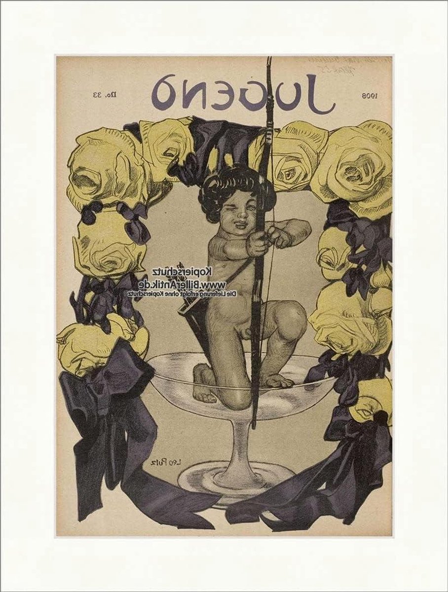 Titelpagina Jeugd Tijdschrift - Facsimile Pagina 1908 - Decoratie aan de muur - Zuurvrije passe-partout - 28 x 37 cm