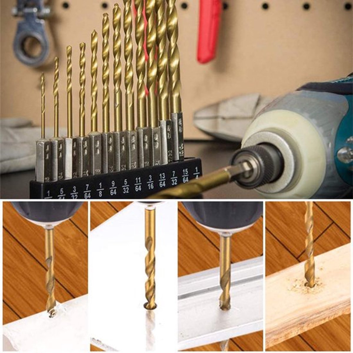Boorset 26-Delig - Titanium Coated HSS - 1.5-6.5mm - Hex Shank - Snelle Verandering - Corrosiebestendig - Geschikt voor Metaal - Boor