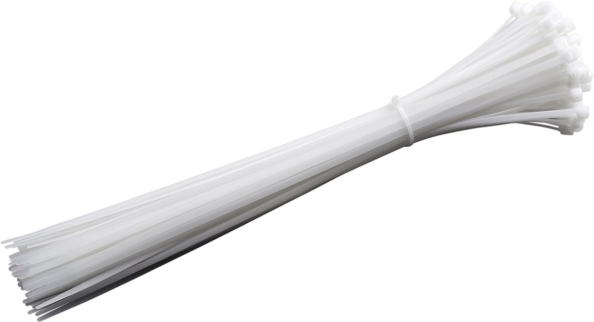 Kabelbinderset - 50 stuks - 370 x 4,8 mm - wit - nylon - robuust en duurzaam
