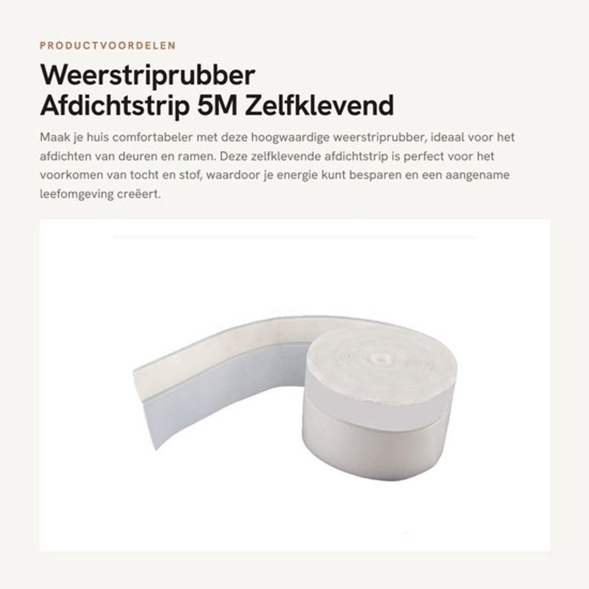 Weerstriprubber 5M 45mm - Zelfklevende Afdichtstrip - Siliconenrubber - Wind/Stof Preventie - Bruin/Zwart/Wit - Schokbestendig