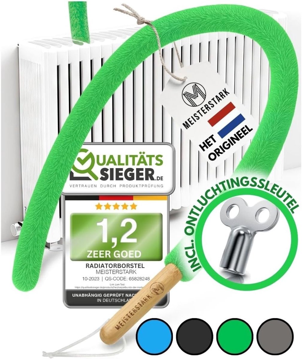 Radiatorborstel - Groen - 115 cm - Microvezel en Beukenhout - Multifunctionele Verwarmingsborstel voor Radiatoren