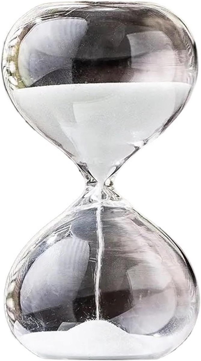 Glazen Zandloper - Zandtimer Tijdmeting - Tijdmanagement Thuis - Gladde Zandstroom - 10 minuten - Wit