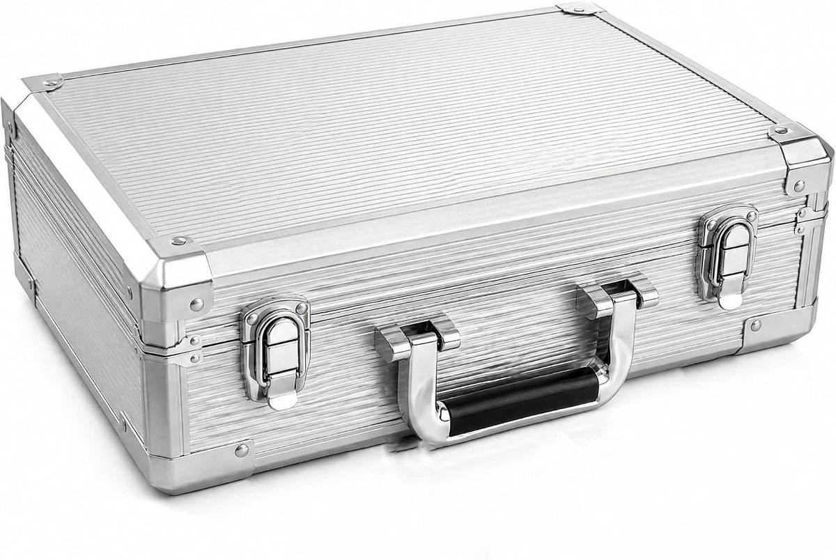 Pokerset - Zwart - 600 Chips - Aluminium Koffer met Blind Buttons - Voor Pokerliefhebbers