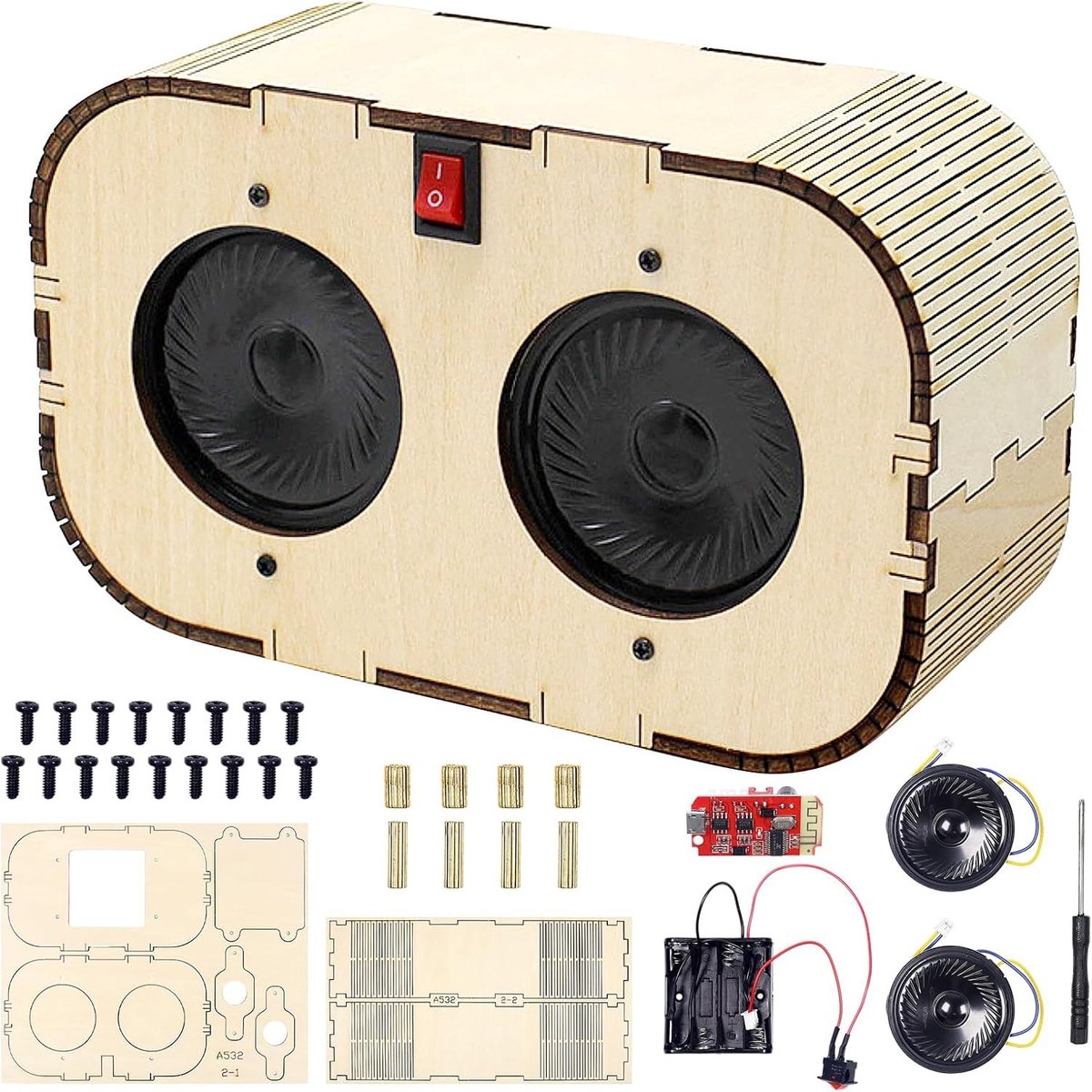 Doe-het-zelf Bluetooth-luidspreker - Bruin - 15 x 9 x 5,5 cm - Houten Elektronica Bouwset - Voor Tieners vanaf 14 Jaar