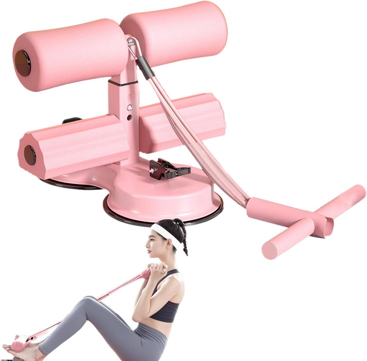AB Trainer - Buikspierbankje - Core Training - Sterke Zuignap - 27 cm - Roze