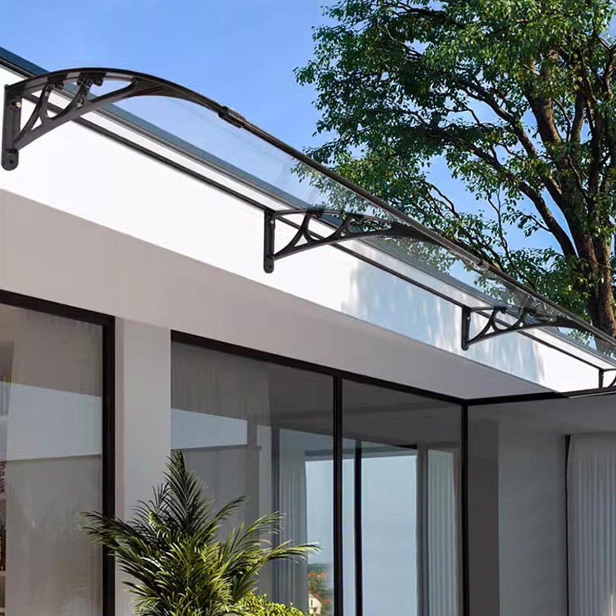 Voordeur Luifel - Regenscherm Raam - Bescherming Buiten - UV-Waterbestendig Polycarbonaat - 80x270cm - Transparant