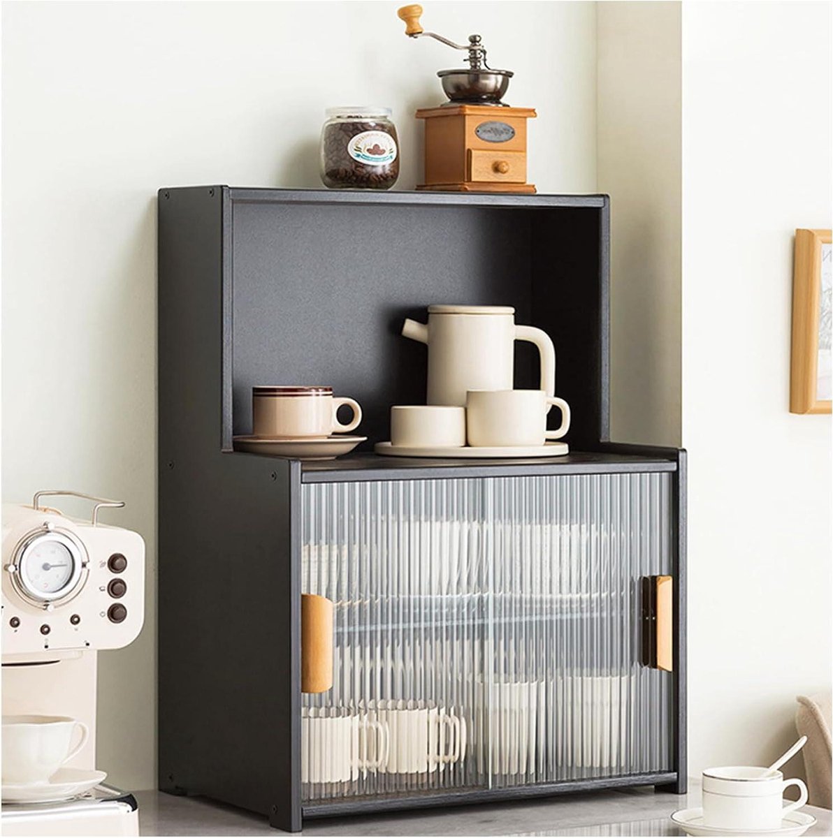 Staande Keukenkast - Buffetkast Dressoir - Keuken Opbergen - Glazen Deuren - 61 x 45 cm - N.v.t.