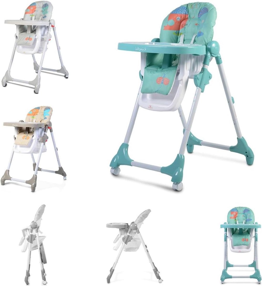 Kinderstoel Kimchi - Eetstoel Baby - Veilig Eten - Inklapbaar - 85 x 103 x 60 cm - Donkergroen