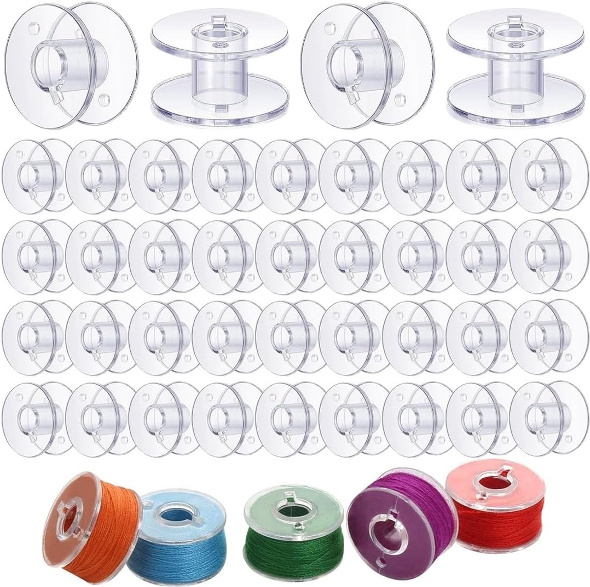 Set van 40 transparante spoelen voor naaimachines, geschikt voor diverse merken zoals Singer, Kenmore en Janome, ideaal voor naaiprojecten en hobby's
