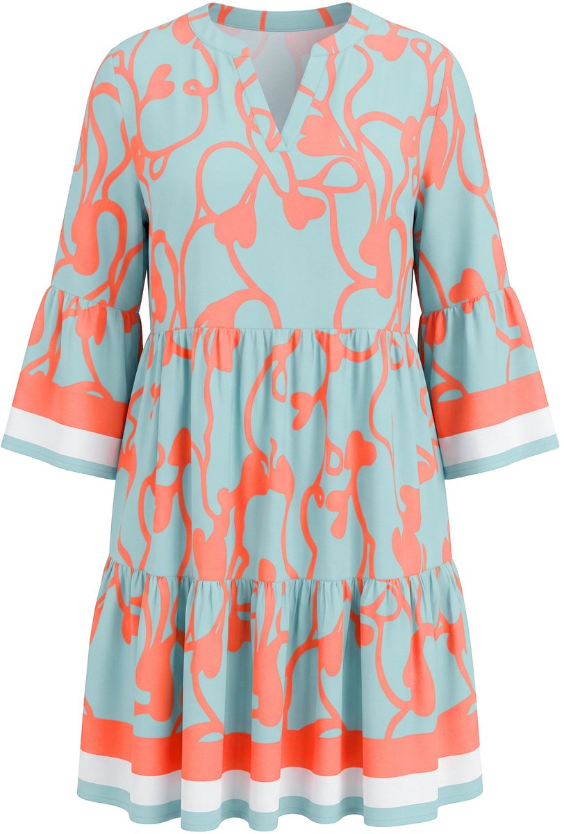 Angel of Style - Dames - Tuniek lang model lijnmotief volants - Lindegroen - Maat 48