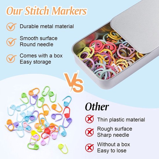 50 Stuks Kleurige Spiral Stitch Markers voor Haken en Breien, Locking Markers in Box voor Creatief Handwerk en Naaiprojecten — afbeelding 2