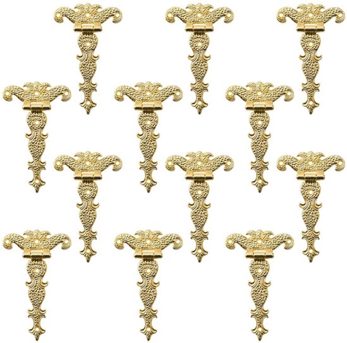 Scharnieren Antiek - 12 Stuks Zinklegering - Decoratieve Retro T-riem - Kast Scharnieren - Gouden Scharnieren - Sieraden Doos Scharnieren - Kastscharnieren