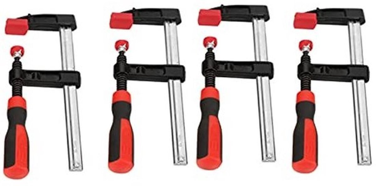 Timmerwerk Houtwerk - 4-delige Heavy Duty F-klemmen - Snel en eenvoudig te gebruiken - Zilver - Houtbewerking - Perfect voor doe-het-zelf...