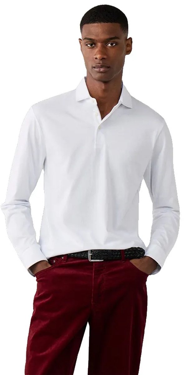 Hackett Hm5500049 Lange Mouw Poloshirt Wit M Man
