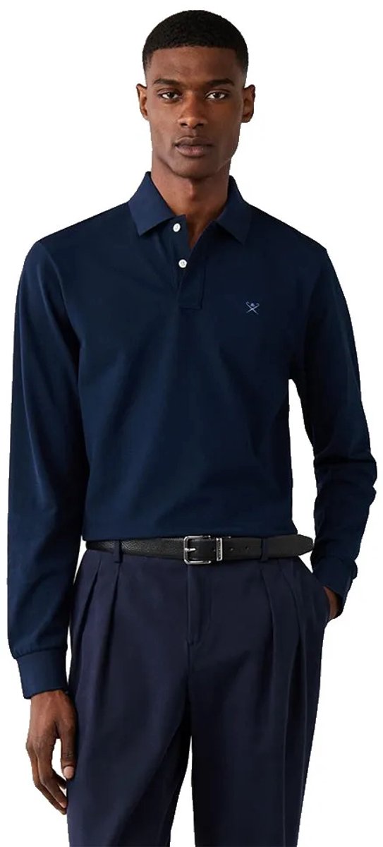Hackett Hm5500048 Lange Mouw Poloshirt Blauw L Man