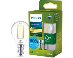 Philips Ultra Efficient LED kogellamp Transparant - 40 W - E14 - Warmwit licht - Energielabel A