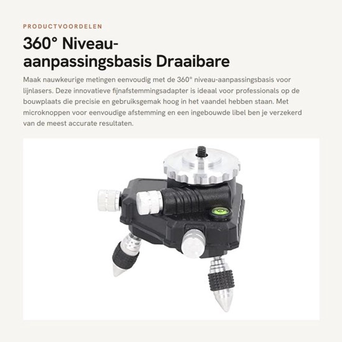 360° Niveau-aanpassingsbasis - Draaibare Fijnafstemmingsadapter - Hoog draagvermogen - Ideaal voor lijnlaser - Precisie metingen - Geschi...