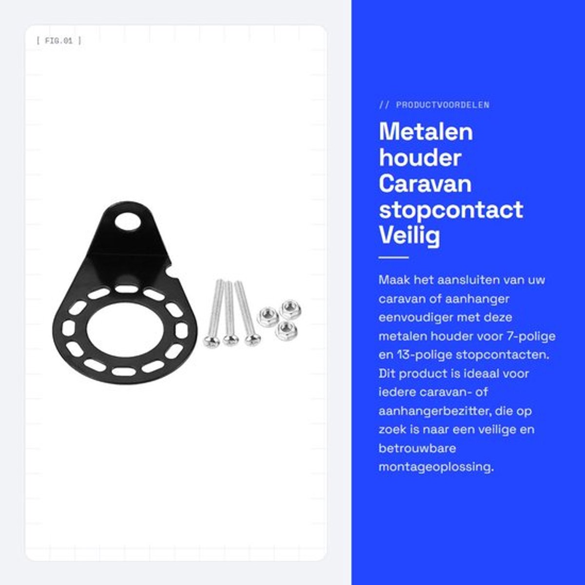 Houder Aanhangerstopcontact - Metalen - 7-polige/13-polige - Corrosiebestendig - Inclusief Schroeven/Moeren - Duurzaam Gebruik