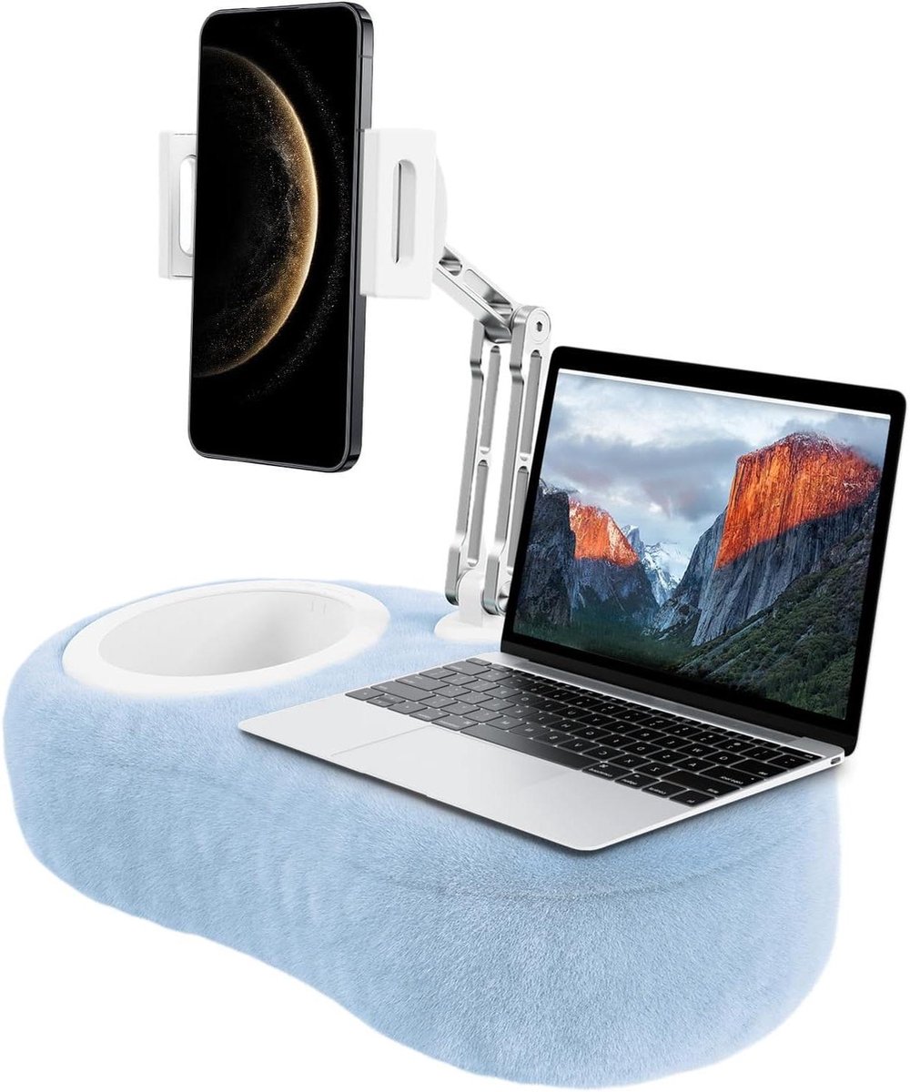Tablet Kussenhouder - Telefoon Mount Bureau - Comfortabel Kijken - 360 Graden Rotatie - Tot 1kg - Blauw
