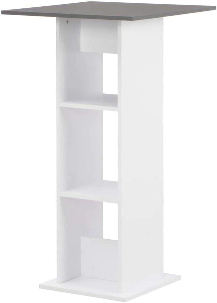 Bartafel met opbergvakken - Statafel Keuken - Compacte werkplek - Duurzaam houtmateriaal - 60 x 60 x 110 cm
