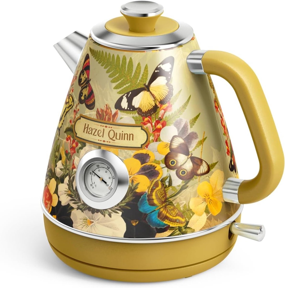 Retro waterkoker - Bloemenprint - 1,7 L - RVS waterkoker met automatische uitschakeling - Voor thuis en kantoor