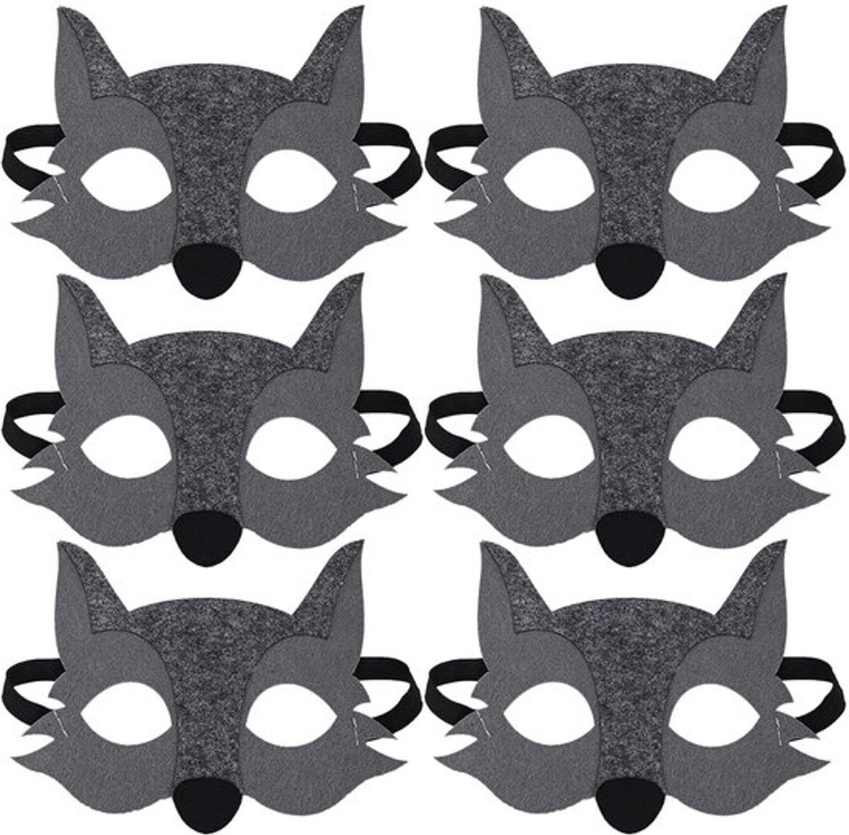 Wolf-maskers 6 stuks - Dierenmaskers - Vilten Maskers - Cosplay - Verjaardagsfeesten - Geschikt voor kinderen