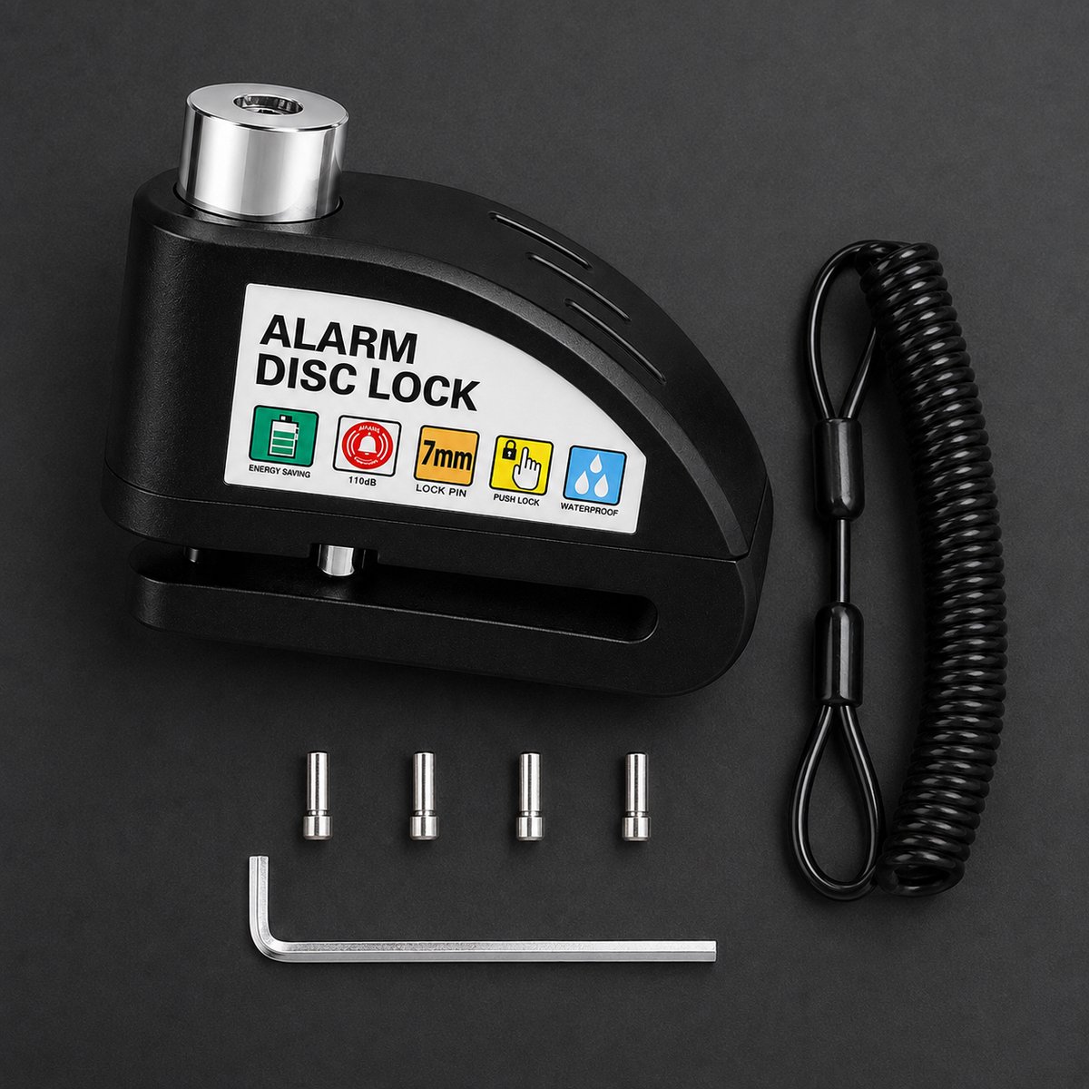 Home & Marker – Alarmschijfremslot met Alarm 110 dB – Motorslot & Scooterslot – Waterdicht Remschijfslot voor Motor, Scooter & Fiets – Zwart – ALERTOLOCK – foto 5