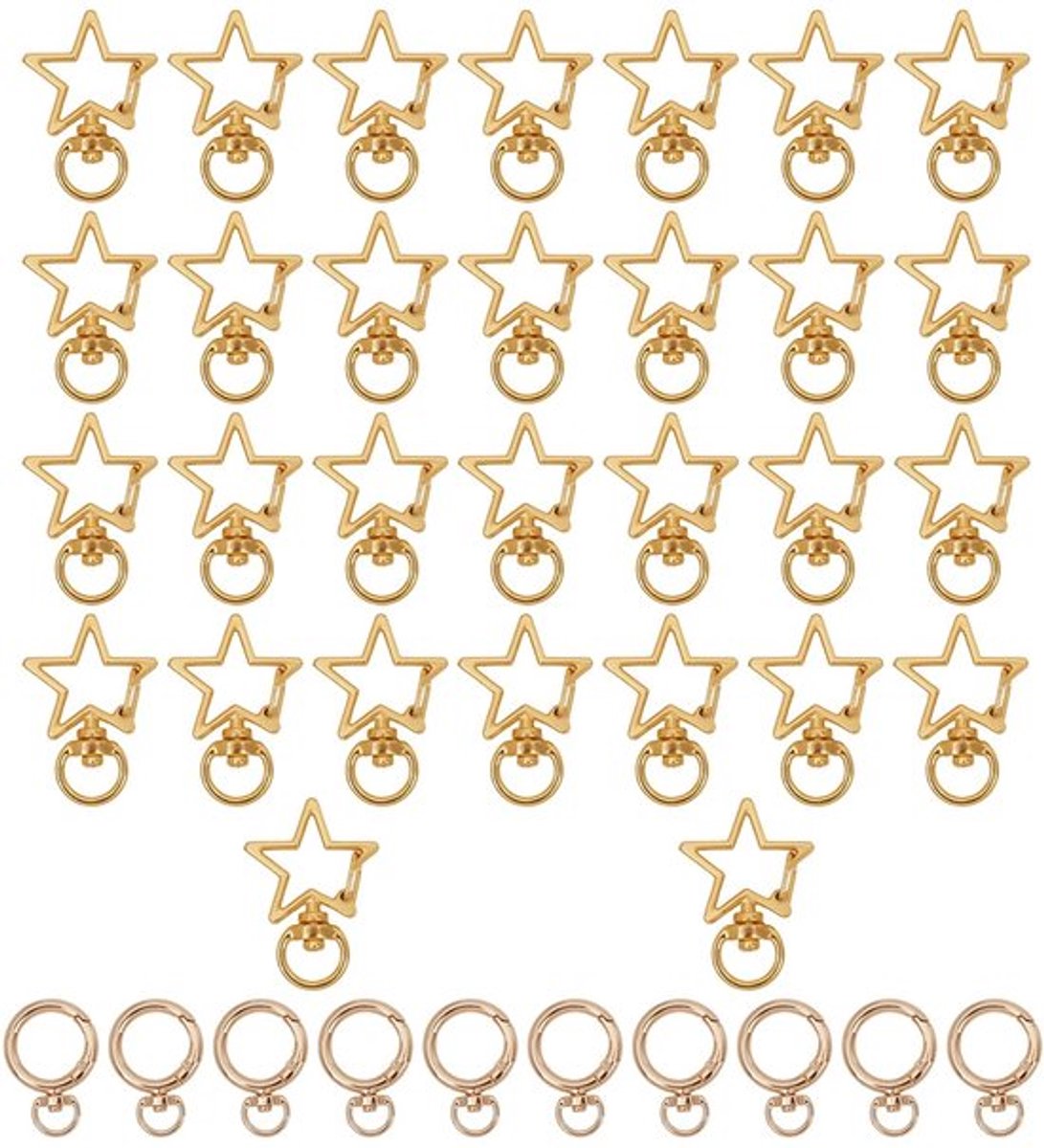 Set van 40 Draaibare Karabijnhaken Hart- en Stervormig voor Sieraden